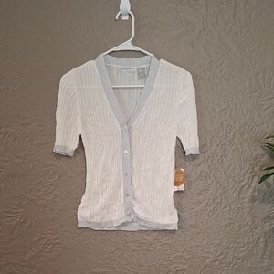 Liz Claiborne Cream Fitted Button Down Shirt